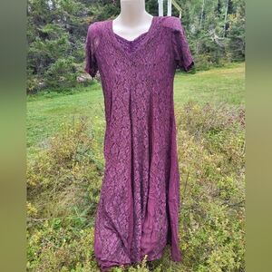 "Practical Magic" Vintage Dark Plum Lace Maxi Dress
